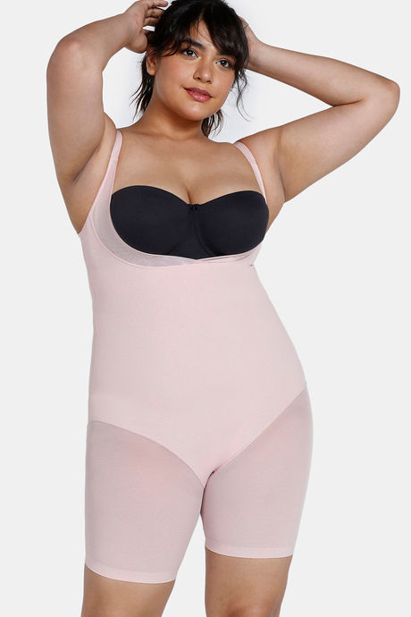 Zivame High Compression Short Length Thigh Shaper Bodysuit - Sepia Rose — image 6